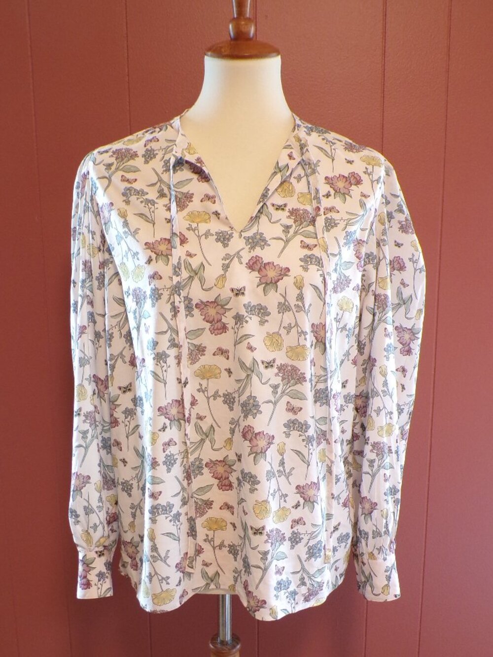 BARBOUR ESME Women's Multi Top Floral & Butterflies Size 10 Made in Turkey - NWT